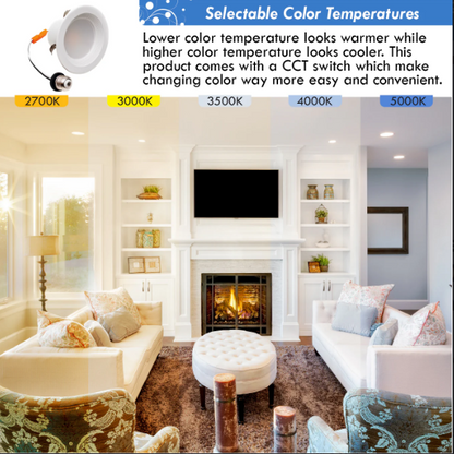 4 Inch LED Recessed Downlight - Baffle Retrofit, 10W, 750 Lumens, 120 VAC