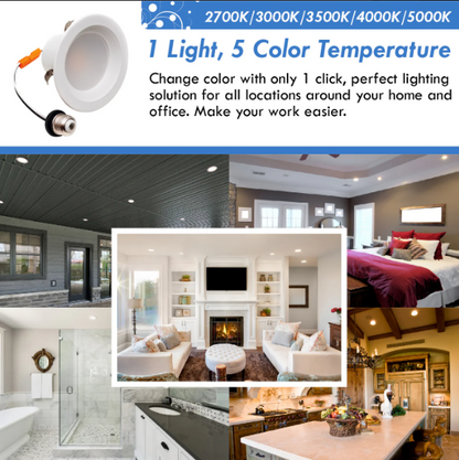4 Inch LED Recessed Downlight - Baffle Retrofit, 10W, 750 Lumens, 120 VAC