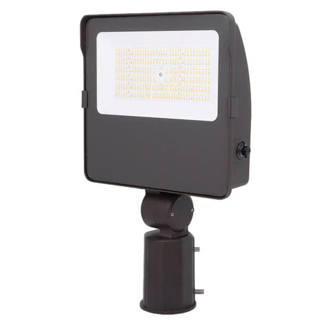Adjustable Wattage LED Flood Light – 90W/125W/155W - Slip Fitter Mount - Bronze Housing, High Lumen Outdoor Security & Area Lighting