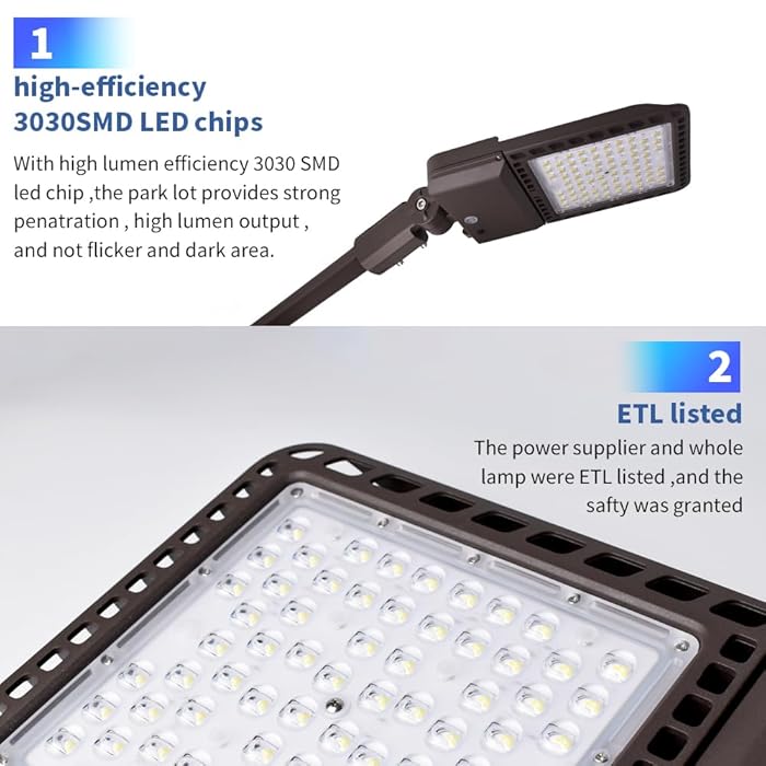 LED Parking Lot Light, 300W, 5000K, 45000 Lumens, 100-277 VAC
