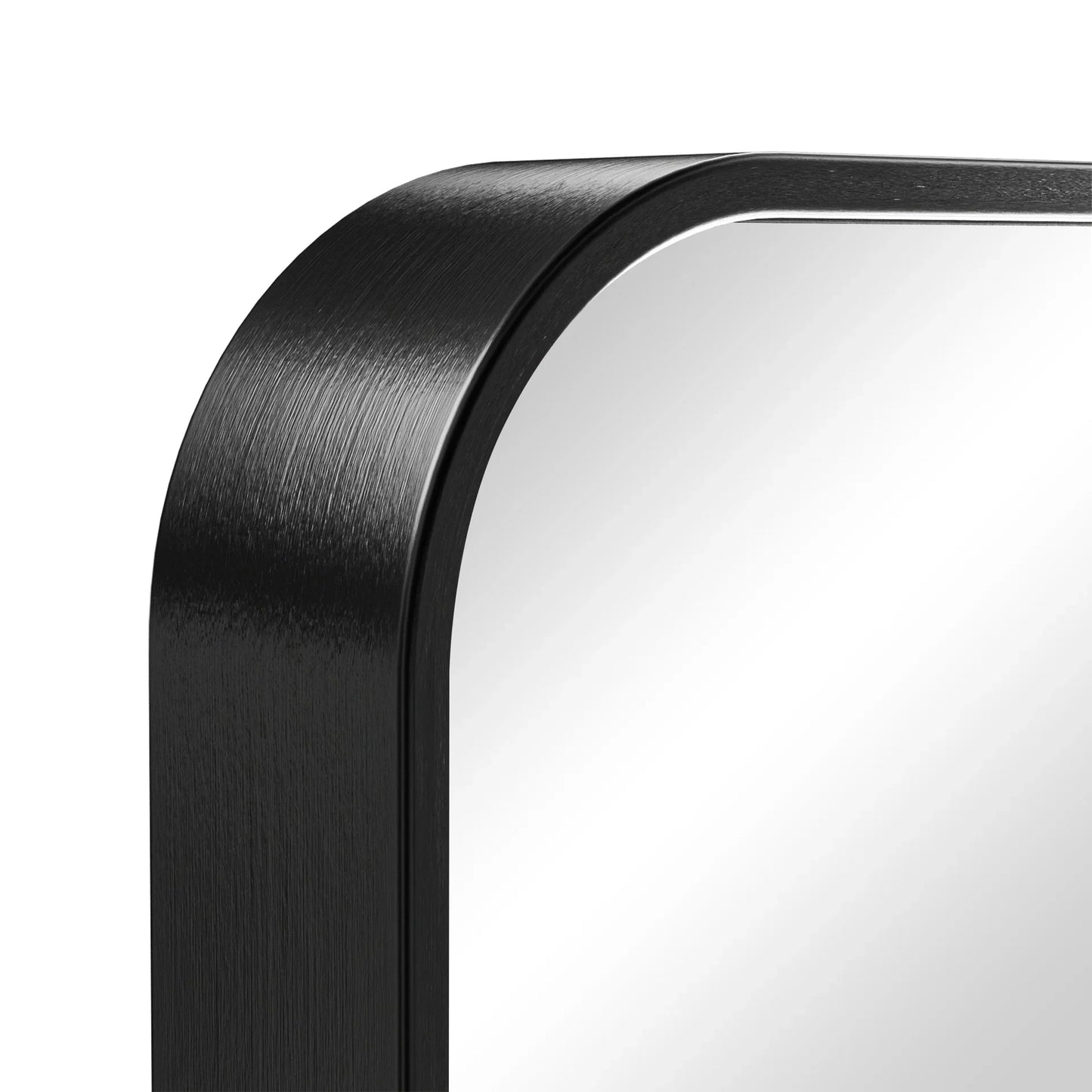 Black Round Corner Metal Frame Mirror – Adjustable Shelves – Surface or Recessed Mount