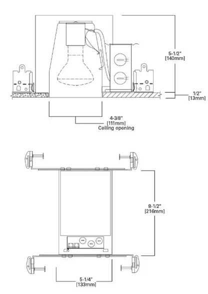 4",6" Aluminum Recessed Lighting Housing for New Construction – Shallow Ceiling, IC Rated, Air-Tite Design