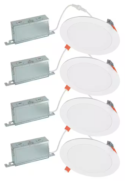 6 Inch, LED Canless Downlight With Junction Box, 12W, Selectable CCT, 900 Lumens, 120 VAC