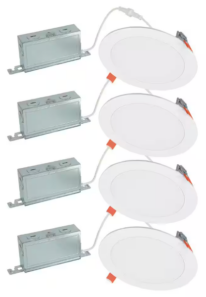 6 Inch, LED Canless Downlight With Junction Box, 12W, Selectable CCT, 900 Lumens, 120 VAC