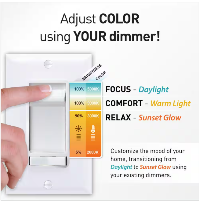 6 Inch Canless Recessed Downlight, 15W, Selectable CCT, 1,000 Lumens, 120 VAC