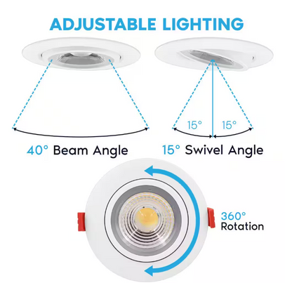 4 Inch Recessed Downlight - Swivel, 9W, Selectable CCT, 540 Lumens, 120 VAC