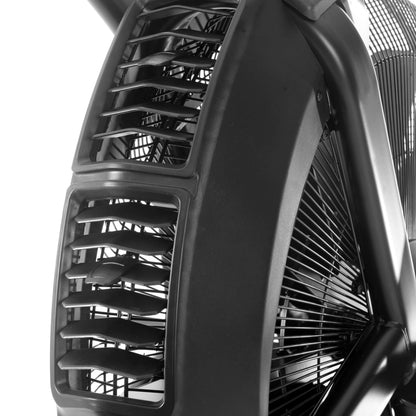 Close-up of CAT 5 Hurricane Commercial Air Bike's fan, highlighting its design for peak performance in HIIT workouts.