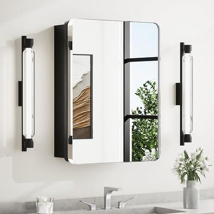 Chrome Medicine Cabinet with Mirror – 24"x32" Stainless Steel Frame - Wall Mounted or Recessed Installation - HD Shatterproof Glass