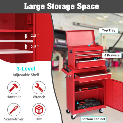 Yescom Rolling Tool Chest Combo 20 in. 4-Drawer Lockable