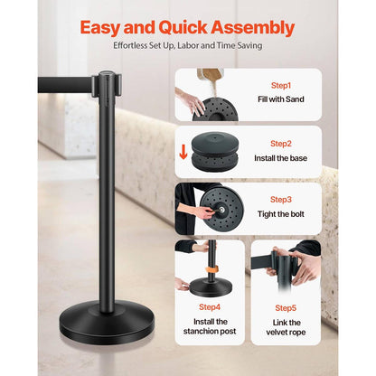 Yescom 6pcs Crowd Control Stanchions with 6.5ft Retractable Belt