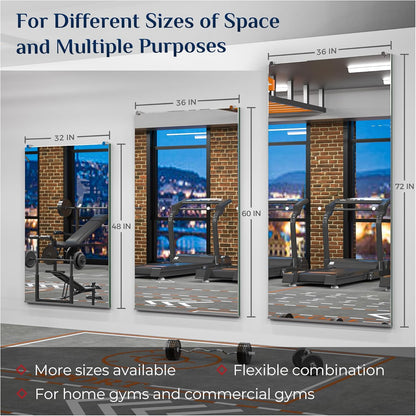 Gym Mirror - Set of 2 Pieces – Large Wall-Mounted Mirrors for Home Gym - Fitness Studio - and Commercial Use
