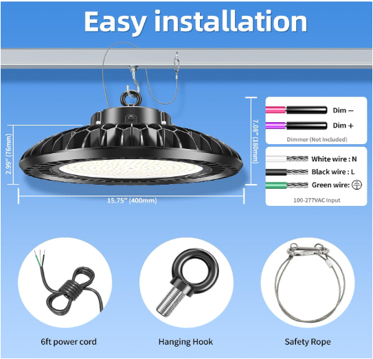 LED UFO High Bay Light, 400W, 56,000 Lumens, 5000K, 100-277 VAC