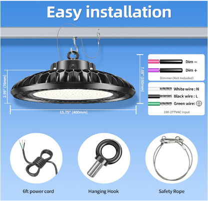 LED UFO High Bay Light, 400W, 56,000 Lumens, 5000K, 100-277 VAC