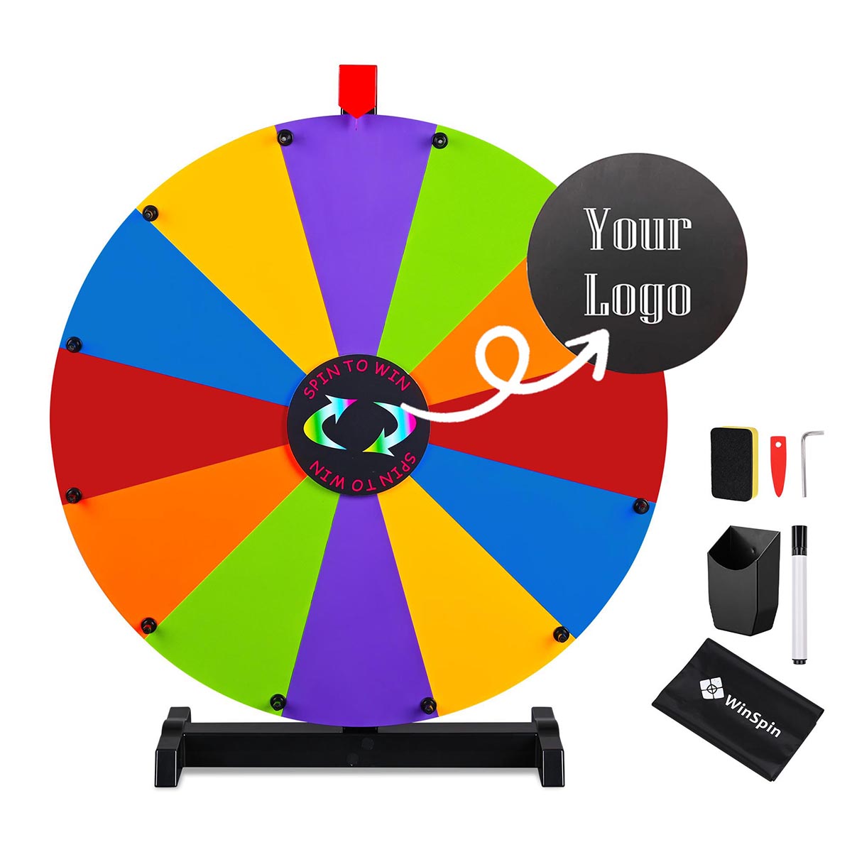 WinSpin 24" Modular Dry Erase Spin Wheel Customizable Color Slots(12)