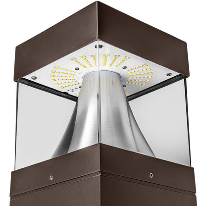 Square Pole LED Bollard Light, Selectable 24W/19W/14W and CCT, 3,360 Lumens, 120-277 VAC
