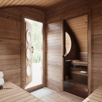 SaunaLife Model G11 Garden-Series Outdoor Home Sauna Kit – 2-Room Sauna