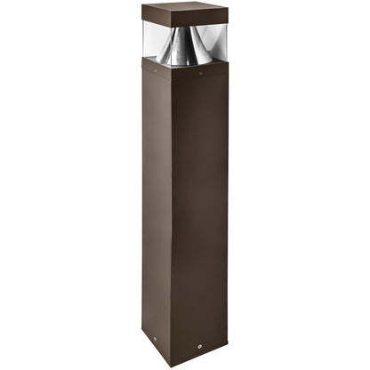 Square Pole LED Bollard Light, Selectable 24W/19W/14W and CCT, 3,360 Lumens, 120-277 VAC