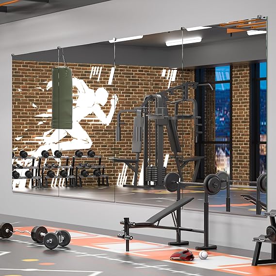 Gym Mirror - Set of 2 Pieces – Large Wall-Mounted Mirrors for Home Gym - Fitness Studio - and Commercial Use