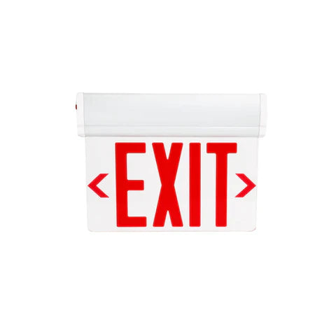 LED Edge-Lit Exit Sign - 1W - Red Letters - 120-277V - Battery Backup - 90-Min Runtime - UL Listed