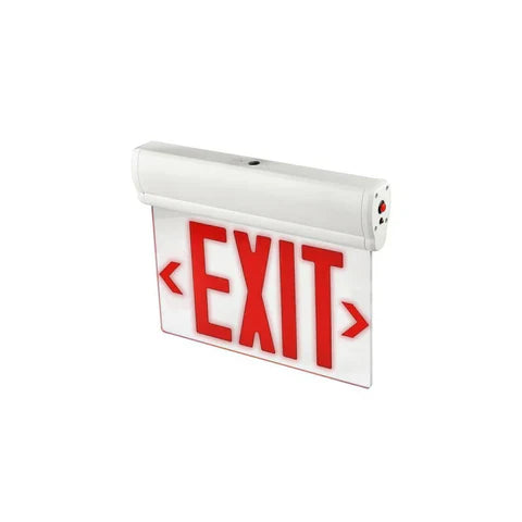 LED Edge-Lit Exit Sign - 1W - Red Letters - 120-277V - Battery Backup - 90-Min Runtime - UL Listed
