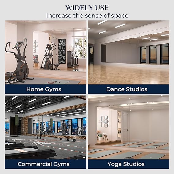 Gym Mirror - Set of 2 Pieces – Large Wall-Mounted Mirrors for Home Gym - Fitness Studio - and Commercial Use