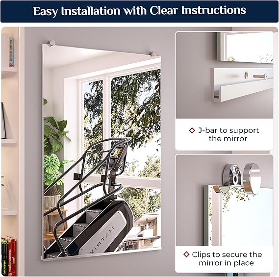 Gym Mirror - Set of 2 Pieces – Large Wall-Mounted Mirrors for Home Gym - Fitness Studio - and Commercial Use