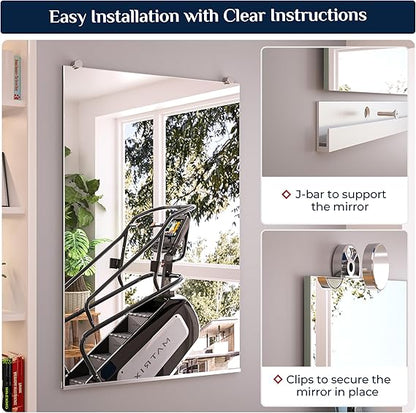 Gym Mirror - Set of 2 Pieces – Large Wall-Mounted Mirrors for Home Gym - Fitness Studio - and Commercial Use