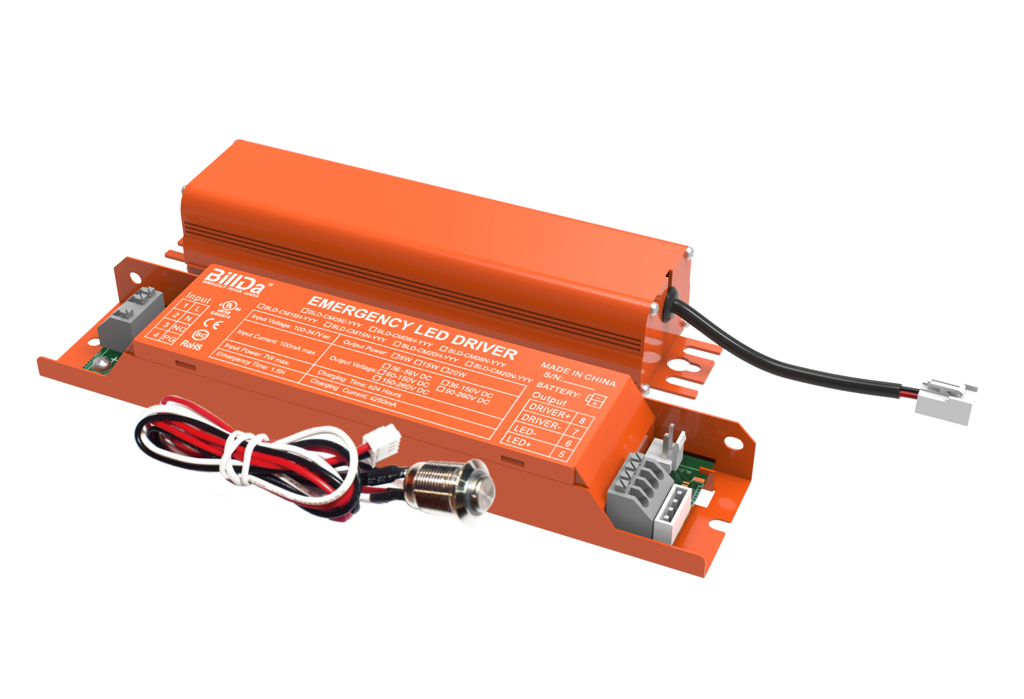 BillDa 8W Emergency LED Driver – 90-Min Battery Backup for LED Fixtures