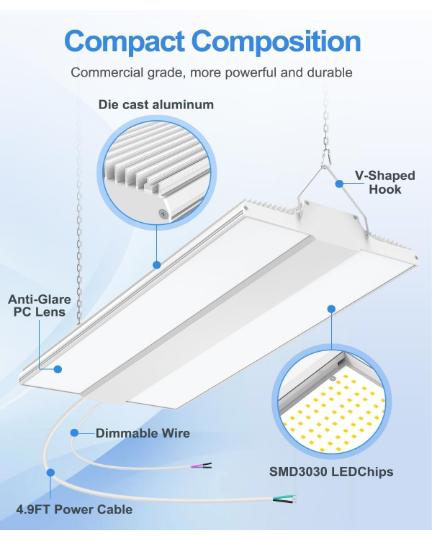 LED Linear High Bay Light, 1.6ft, 240W, CCT 5000K, 36,000 Lumens, 100-277 VAC