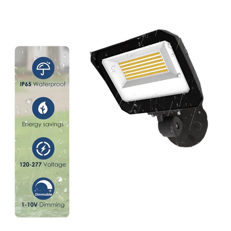 Adjustable LED Outdoor Flood Light- 35W/20W/15W - Knuckle Mount- Built-in Photocell for Dusk-to-Dawn Lighting