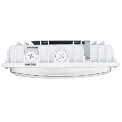 LED Parking Garage Light - 30W/45W/63W Adjustable - 8,505 Lumens - CCT Selectable 4000K/5000K - IP65 Rated - UL & DLC Listed - 120-277V - White Housing