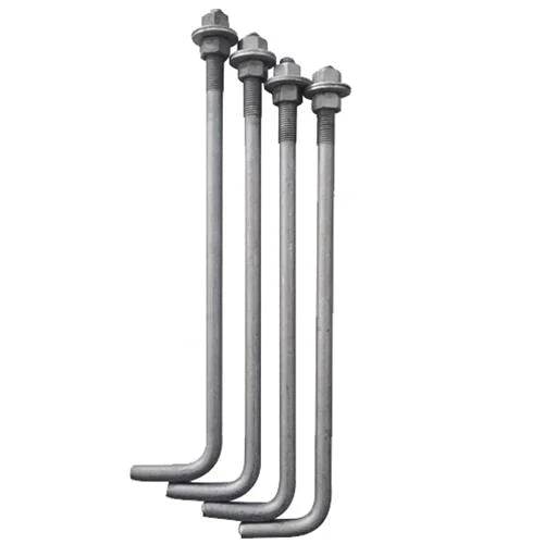 Galvanized Steel Anchor Bolts for Light Poles - Pre-drilled, Suitable for 10ft-25ft Poles