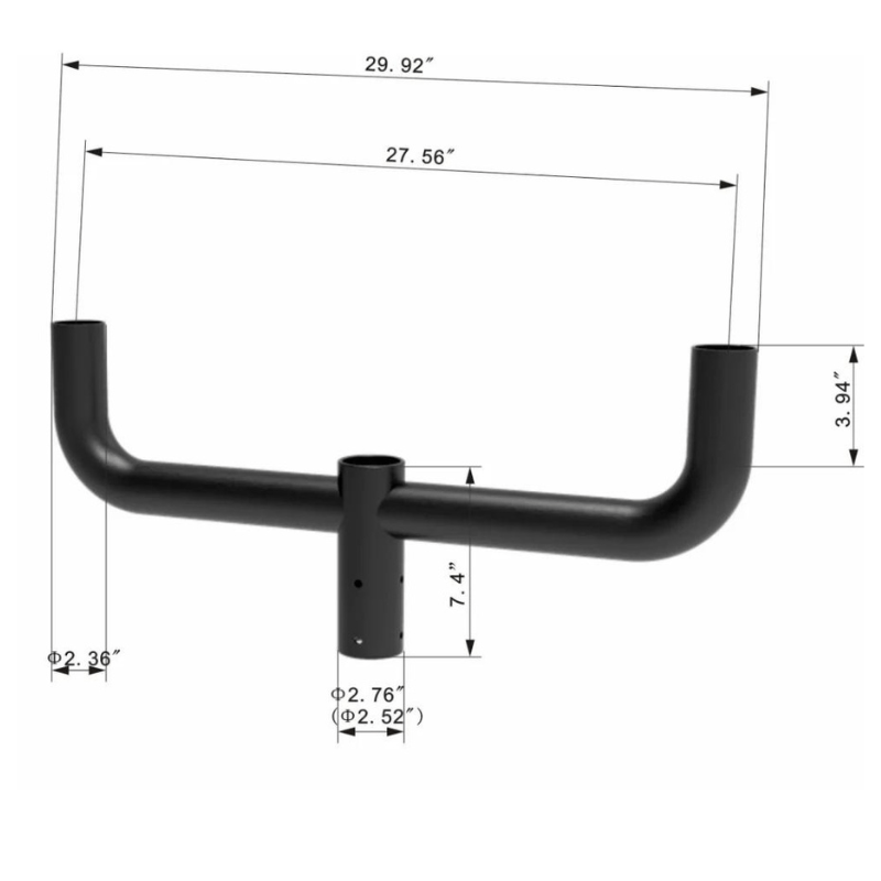 Mounting Bracket for 2-3/8” O.D. Tenon - Dual Fixture Capability with Adjustable Fitters