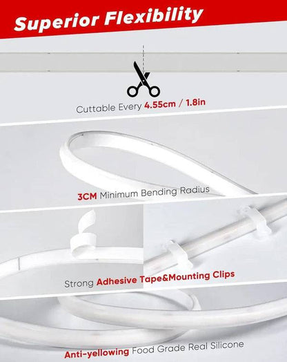 110-120V Cool White COB Peel and Stick Tape Light (10mmx4.5mm),IP65, Cuttable, dimmable, flicker-free - Plug and Play and Could Be hardwired