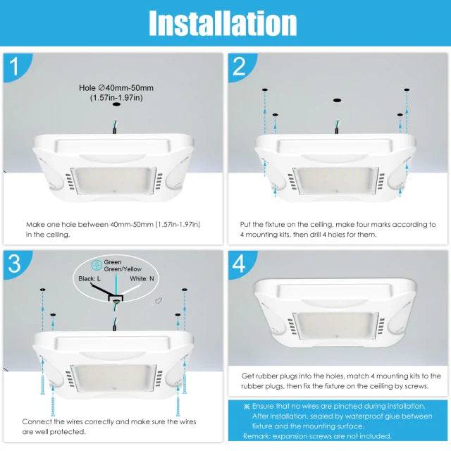 LED Canopy Light, 150W/120W/90W, 4500K-5700K, 21,000 Lumens, 100-277 VAC