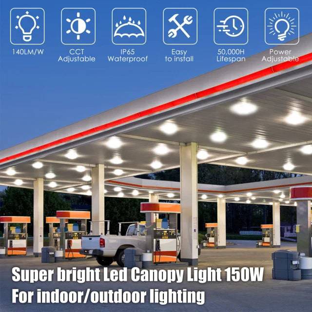 LED Canopy Light, 150W/120W/90W, 4500K-5700K, 21,000 Lumens, 100-277 VAC