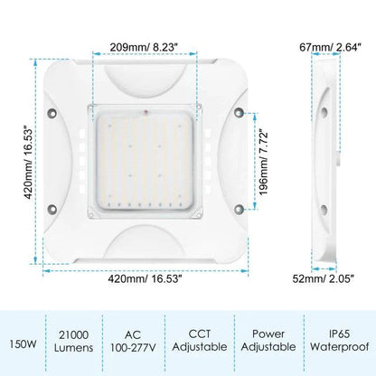 LED Canopy Light - Built-in Photocell, Adjustable 60W/48W/36W and CCT 4500K/5000K/5700K, 21,000 Lumens, 100-277 VAC