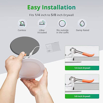 LED Recessed Downlight with Junction Box, 6 inch, 12W, Selectable CCT, 1,020 Lumens, 120 VAC