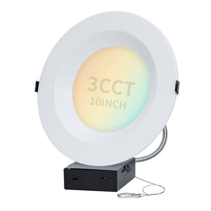 10 Inch LED Recessed Downlight with Junction Box - Selectable 22W/28W/35W and CCT, 3,700 Lumens, 120-277 VAC