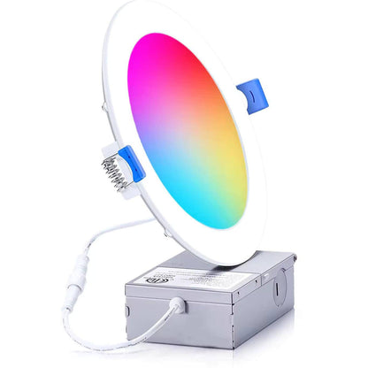 WIFI Smart LED Downlight with Junction Box, 4 Inch, 10W, RGB, 650 Lumens, 100-130 VAC