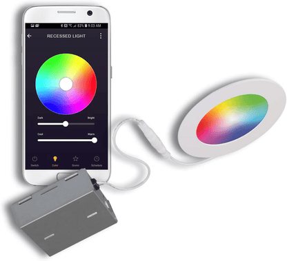 WIFI Smart LED Downlight with Junction Box, 6 Inch, 12W, RGB, 900 Lumens, 100-130 VAC
