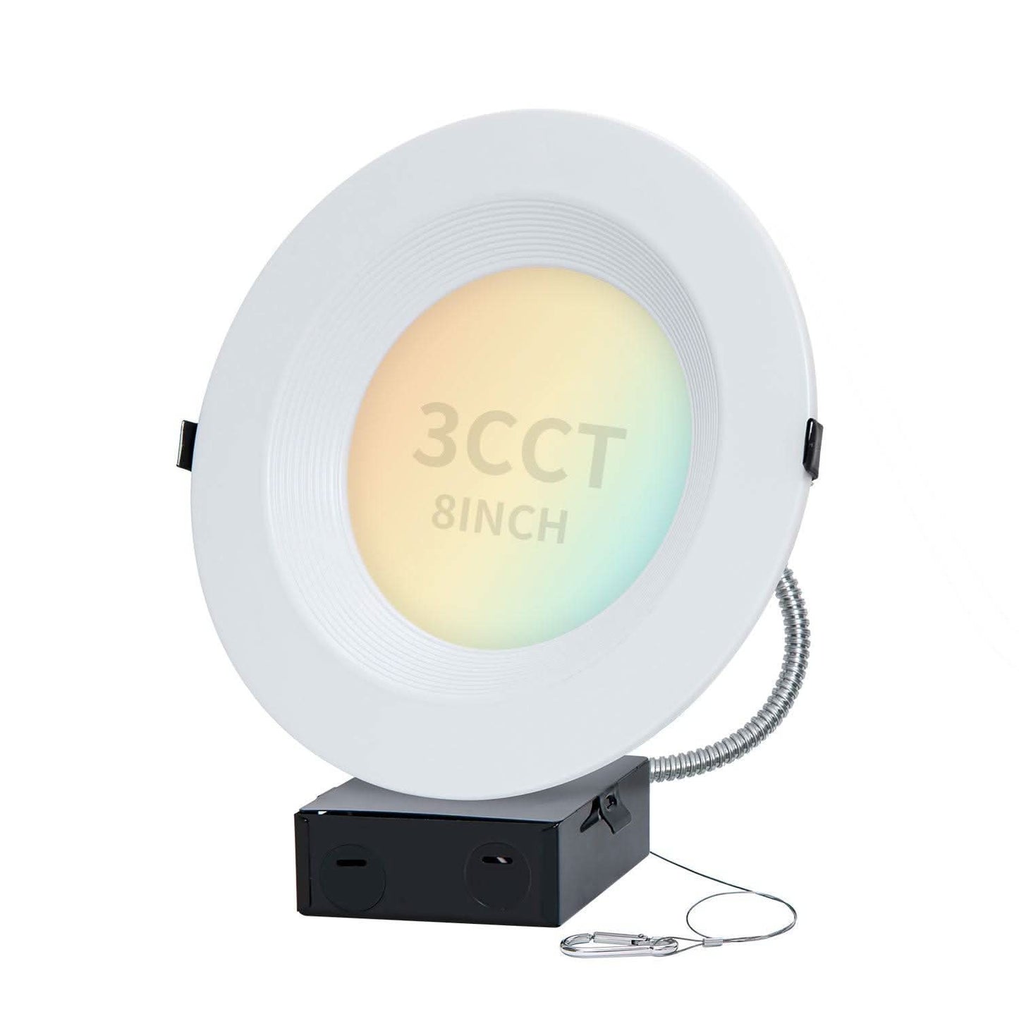 8 Inch Recessed LED Downlight with Junction Box, Selectable 16W/21W/27W and CCT, 2,000 Lumens, 120-277 VAC