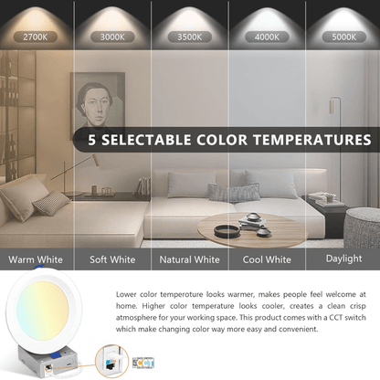 8 Inch LED Recessed Light with Junction Box, 18W, Selectable CCT, 1,500 Lumens, 120 VAC