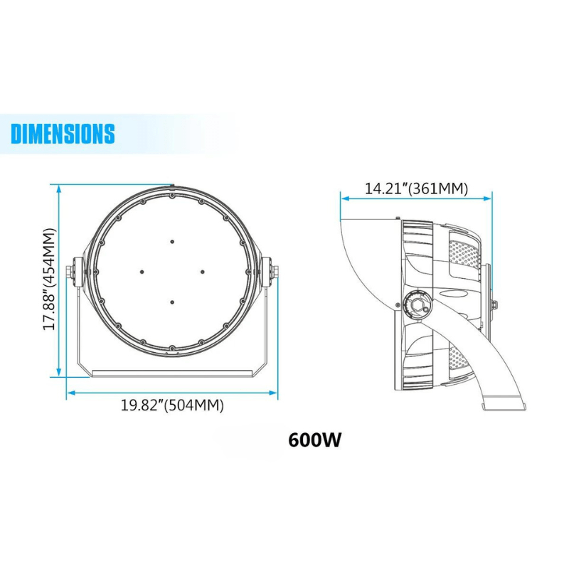 600 Watt Energy-Efficient and Durable LED Sports Flood Light for Versatile Outdoor Lighting Solutions - 81,953 Lumens