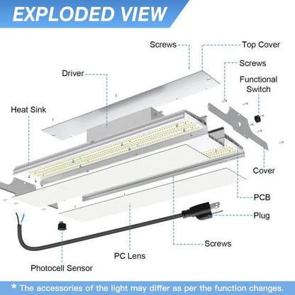 LED Linear High Bay Light, 1.8ft, 200W/240W/300W, CCT 3000K/4000K/5000K, 45,000 Lumens, 100-277 VAC