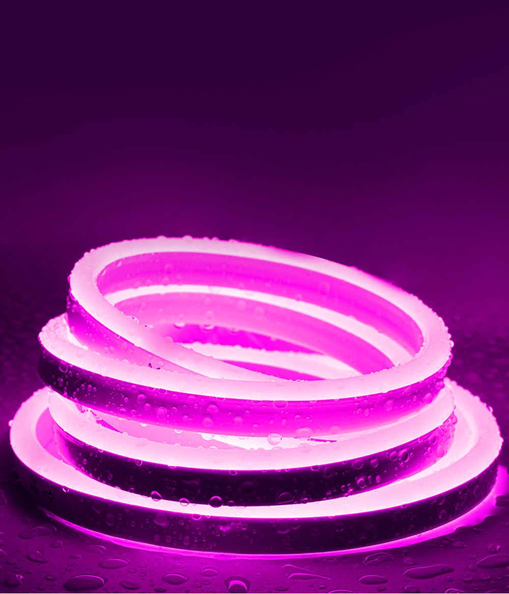 110V-120V Pink Neon LED Rope Light - 8mmX16mm,Commercial Grade, IP65, 6 Watts/M -Cuttable, dimmable, could be hardwired ETL Listed- Plug and Play