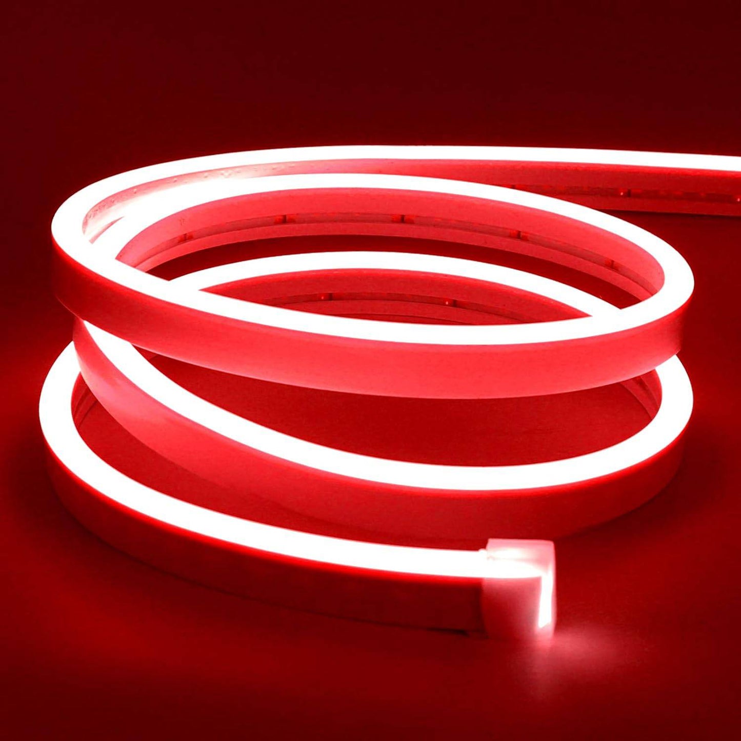 110V-120V Red Neon LED Rope Light - 8mmX16mm,Commercial Grade, IP65, 6 Watts/M -Cuttable, dimmable, could be hardwired ETL Listed- Plug and Play