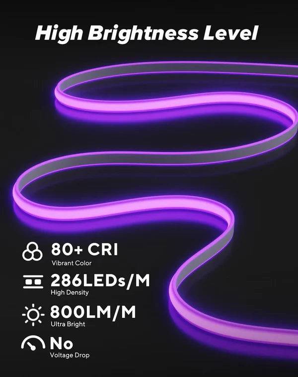 110-120V Purple COB Peel and Stick Tape Light (10mmx4.5mm),IP65, Cuttable, dimmable, flicker-free - Plug and Play and Could Be hardwired