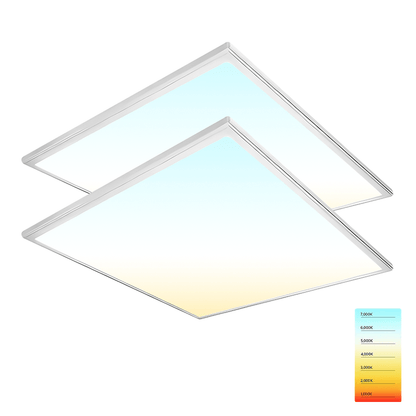 LED Ceiling Panel Light, 40W/30W/25W/20W/15W, 2x2, Selectable 5 Watts and 5 CCT, 5000 Lumens, Ultra-Thin Design