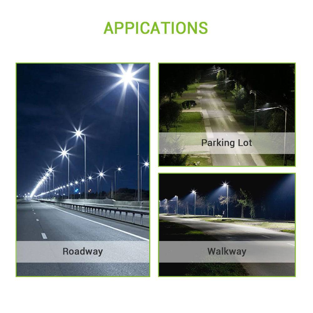 LED Parking Lot Light - Sensor Ready Base, Selectable 100W/120W/50W and CCT, 25500 Lumens, Black Housing, Universal Bracket